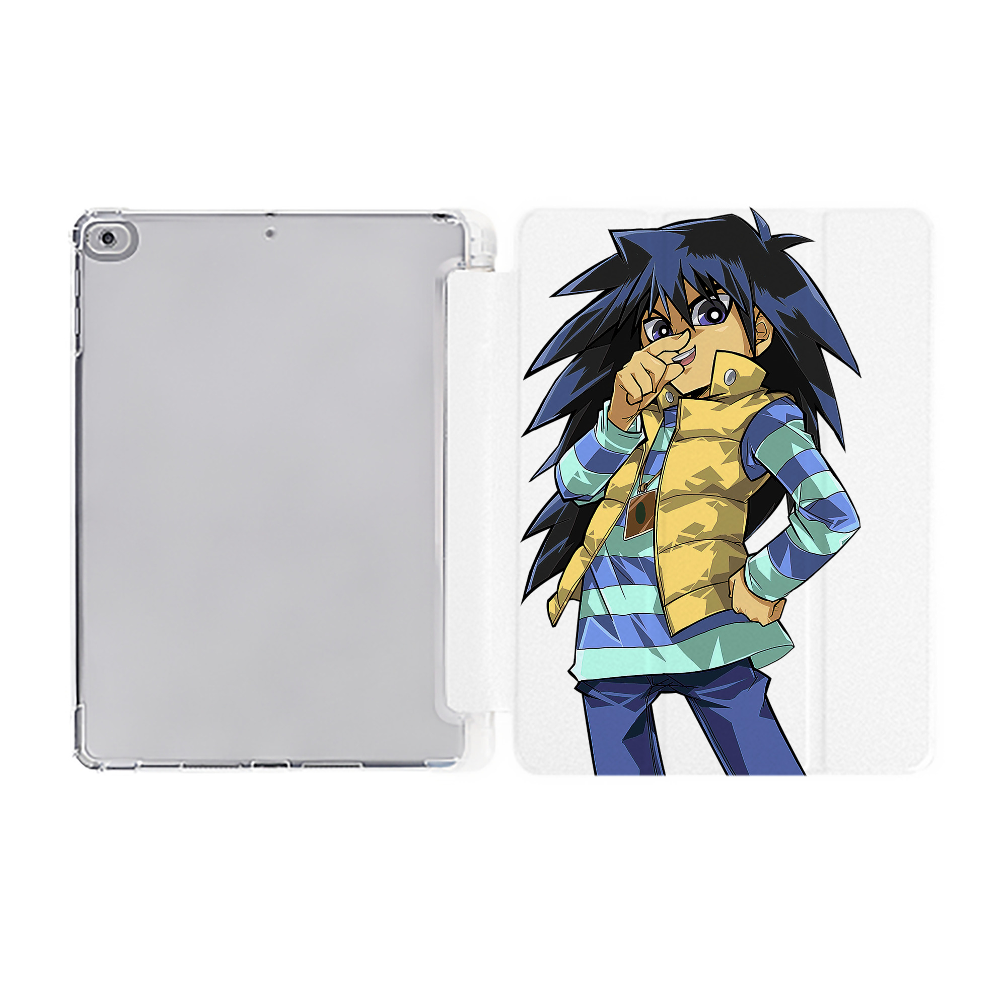 （画像用） 遊☆戯☆王 Yu-Gi-Oh! IPad ケース ペン収納付き 三つ折りスタンド PUレザー×シリコン 対応機種9.5/10.5/10.9インチ